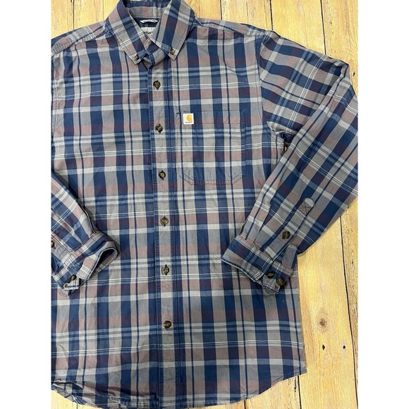 Carhartt Men's Blue Plaid Relaxed Fit Flannel sz Small EUC - Picture 3 of 10